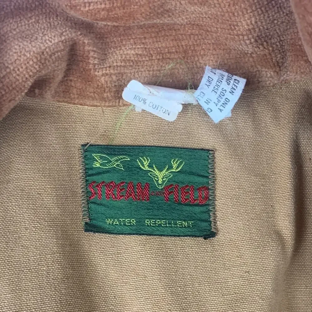 Field and Strem Vintage mens 2x hunting jacket duck saftbak 70s tan quilted